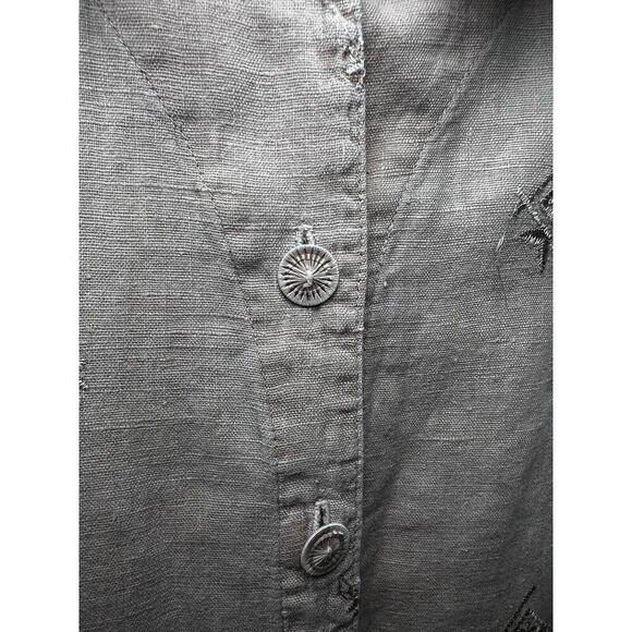 Nu Constructed Women's Vintage 100% Linen Button Down Shirt Tan Size XL - Picture 7 of 13